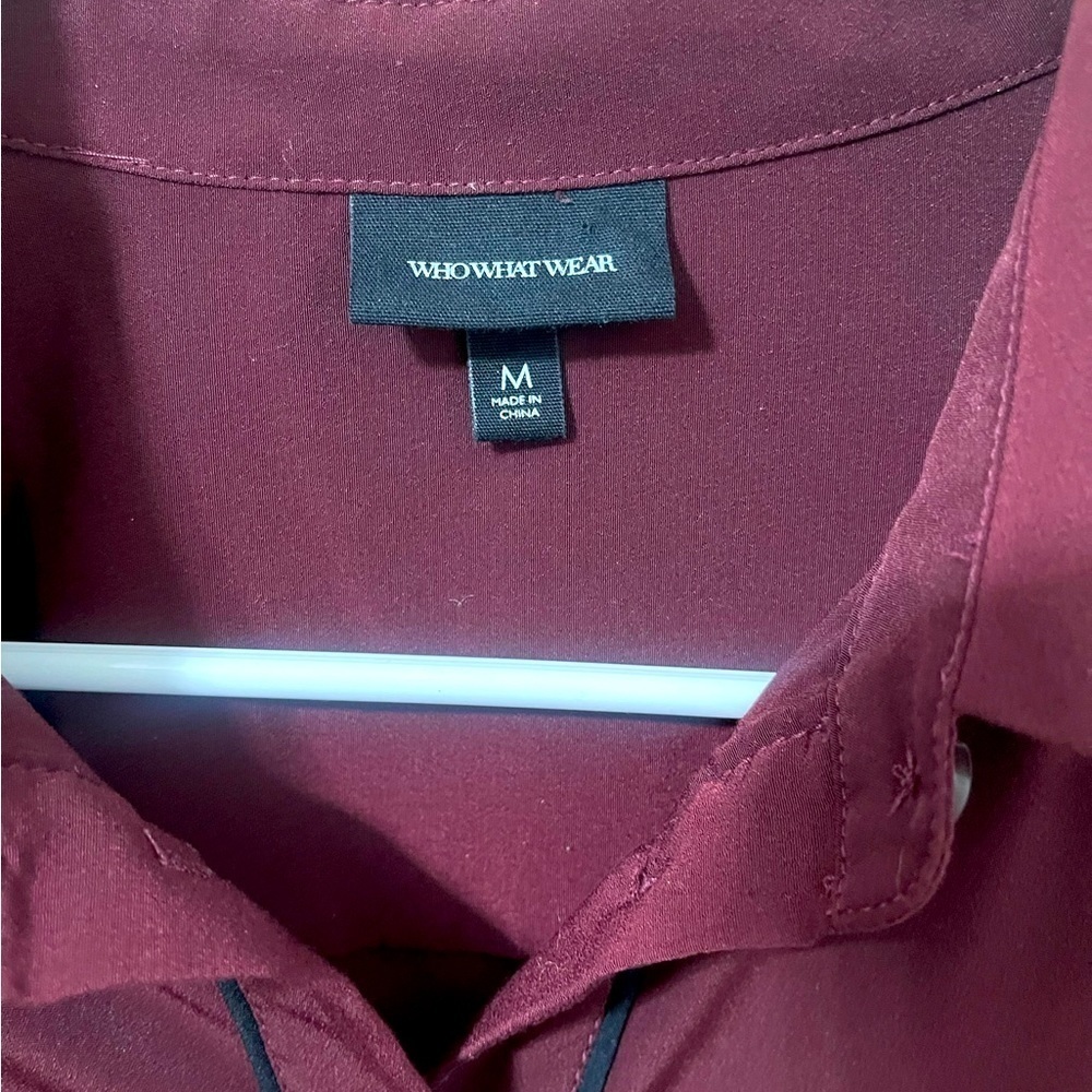 WHO WHAT WEAR BURGUNDY BUTTON DOWN DRESS - Picture 7 of 12